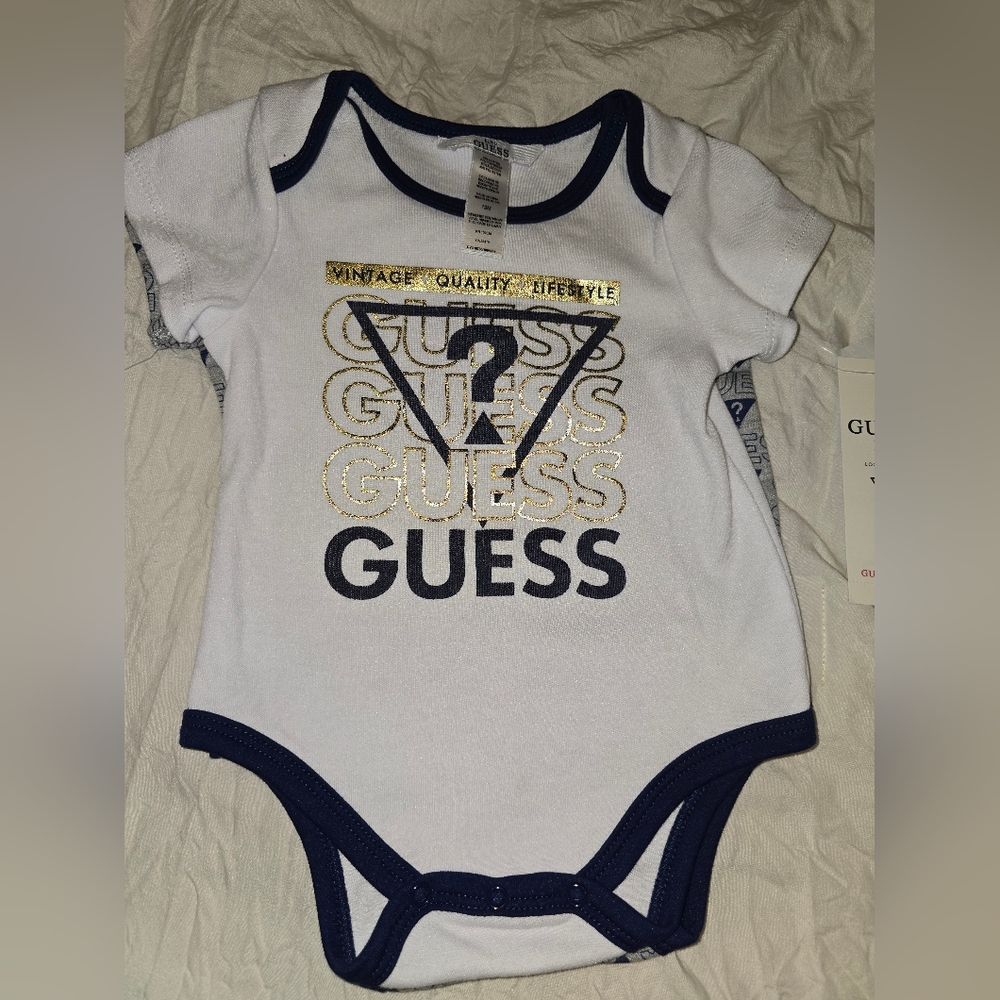NWT SET OF 3 GUESS Baby Onesie, 12 MONTHS